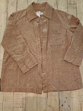 Coldwater Creek Women's Lightweight Linen-Blend Shirt in Taupe